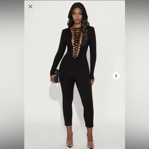 NEW Black Lace-Up Capri Jumpsuit